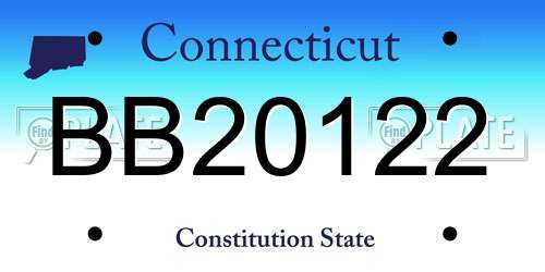 BB20122 Connecticut License Plate