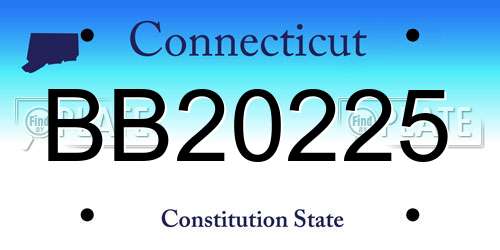 BB20225 Connecticut License Plate