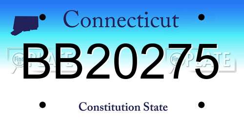 BB20275 Connecticut License Plate