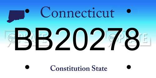 BB20278 Connecticut License Plate