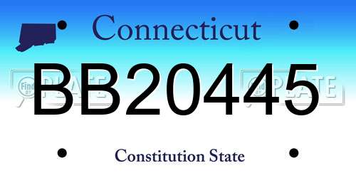 BB20445 Connecticut License Plate