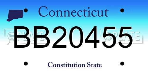 BB20455 Connecticut License Plate