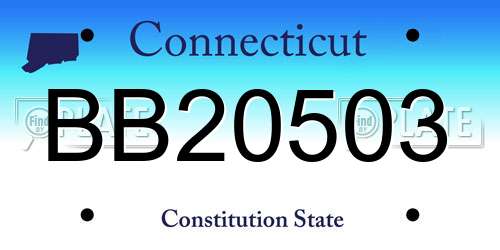 BB20503 Connecticut License Plate