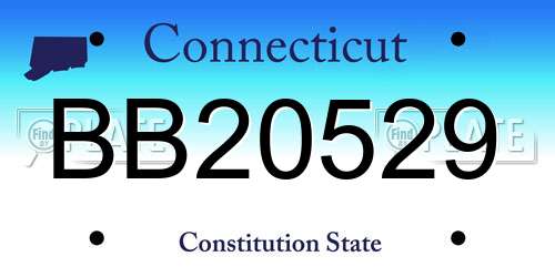BB20529 Connecticut License Plate