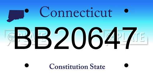 BB20647 Connecticut License Plate