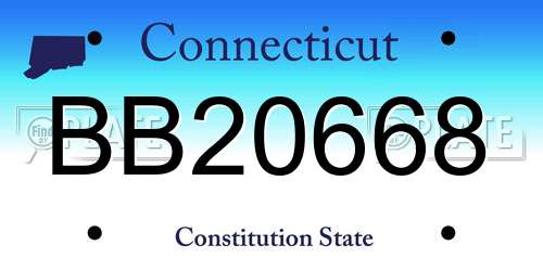 BB20668 Connecticut License Plate