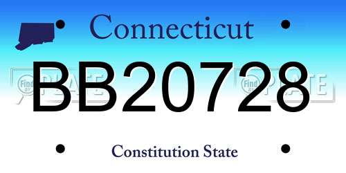 BB20728 Connecticut License Plate