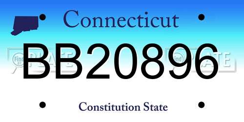 BB20896 Connecticut License Plate