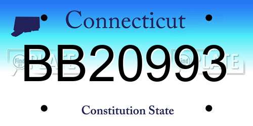 BB20993 Connecticut License Plate