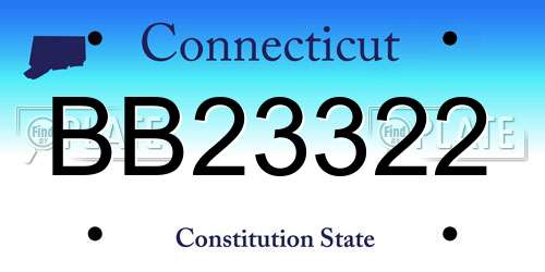 BB23322 Connecticut License Plate