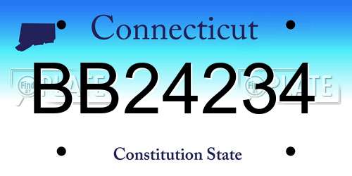 BB24234 Connecticut License Plate