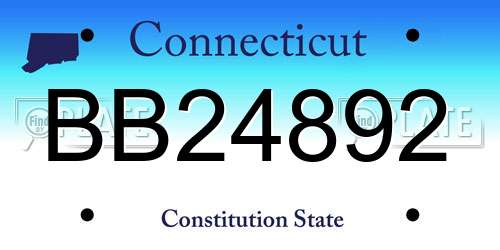 BB24892 Connecticut License Plate