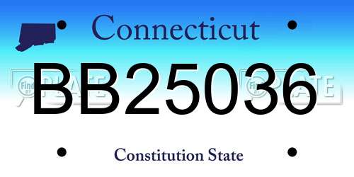 BB25036 Connecticut License Plate