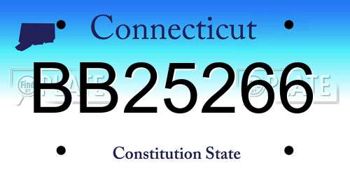 BB25266 Connecticut License Plate