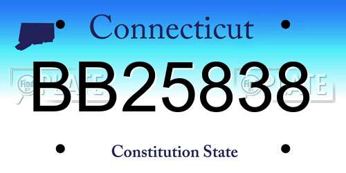 BB25838 Connecticut License Plate