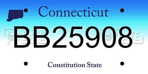 BB25908 Connecticut License Plate