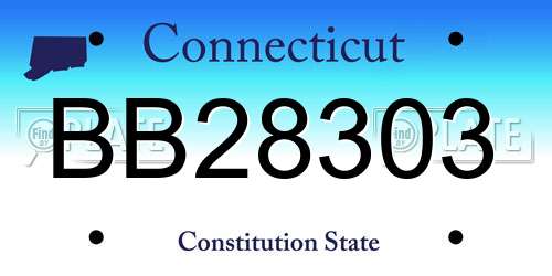 BB28303 Connecticut License Plate