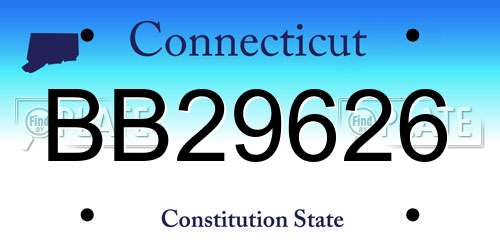 BB29626 Connecticut License Plate