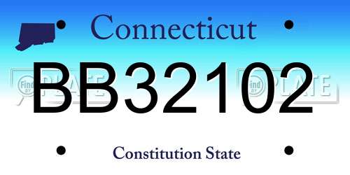 BB32102 Connecticut License Plate