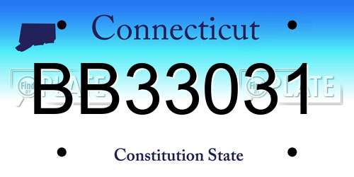 BB33031 Connecticut License Plate