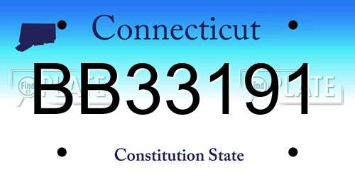 BB33191 Connecticut License Plate