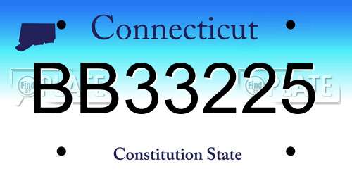 BB33225 Connecticut License Plate