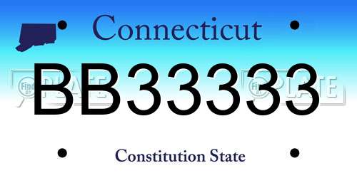 BB33333 Connecticut License Plate