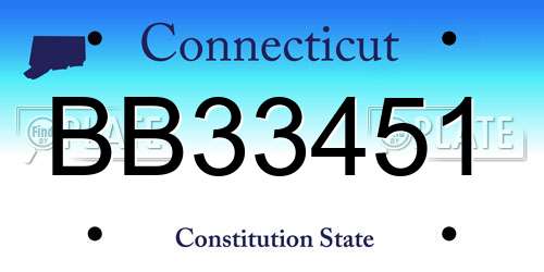 BB33451 Connecticut License Plate