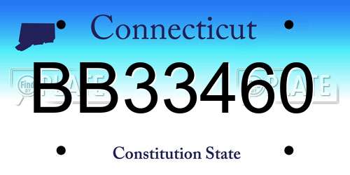 BB33460 Connecticut License Plate