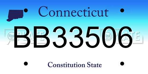 BB33506 Connecticut License Plate