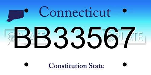 BB33567 Connecticut License Plate