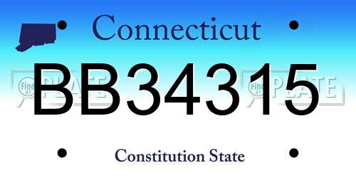 BB34315 Connecticut License Plate