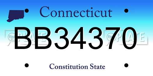 BB34370 Connecticut License Plate