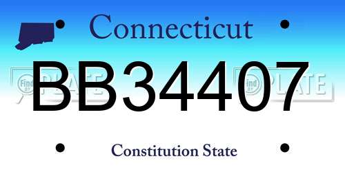BB34407 Connecticut License Plate