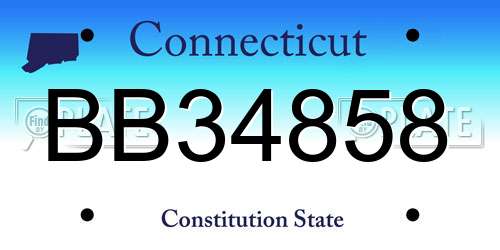 BB34858 Connecticut License Plate