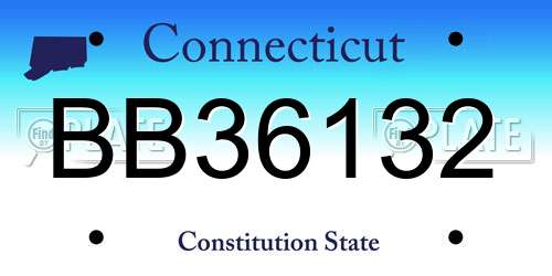 BB36132 Connecticut License Plate