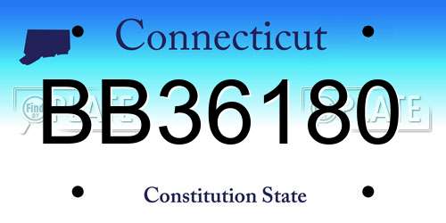 BB36180 Connecticut License Plate