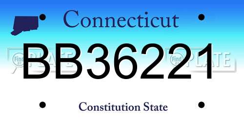 BB36221 Connecticut License Plate