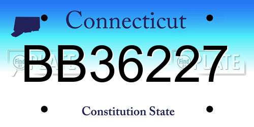 BB36227 Connecticut License Plate