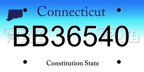 BB36540 Connecticut License Plate