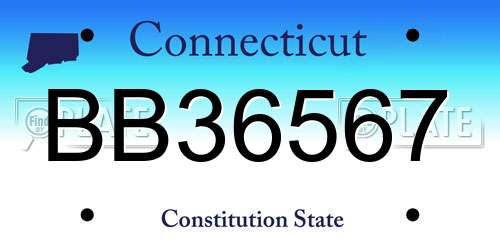 BB36567 Connecticut License Plate