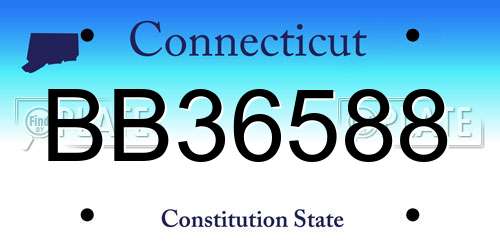 BB36588 Connecticut License Plate