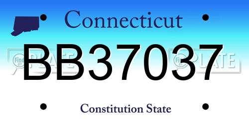 BB37037 Connecticut License Plate