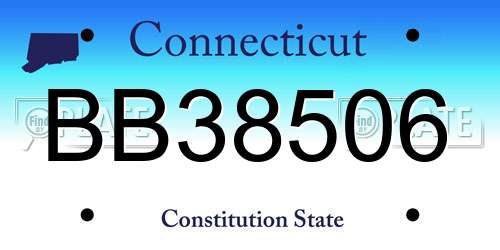 BB38506 Connecticut License Plate