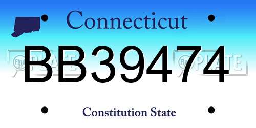 BB39474 Connecticut License Plate