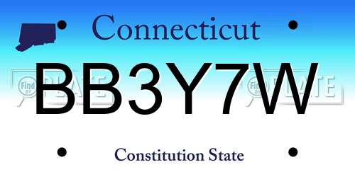 BB3Y7W Connecticut License Plate