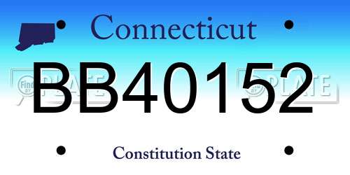BB40152 Connecticut License Plate
