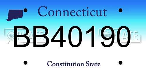 BB40190 Connecticut License Plate
