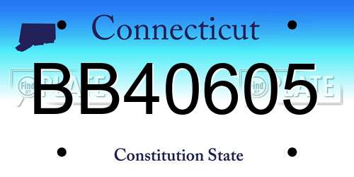 BB40605 Connecticut License Plate