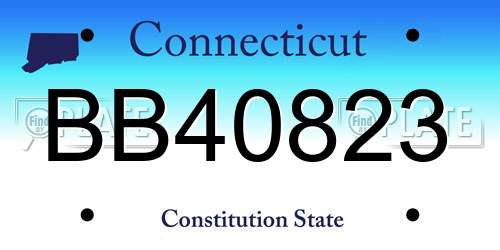 BB40823 Connecticut License Plate